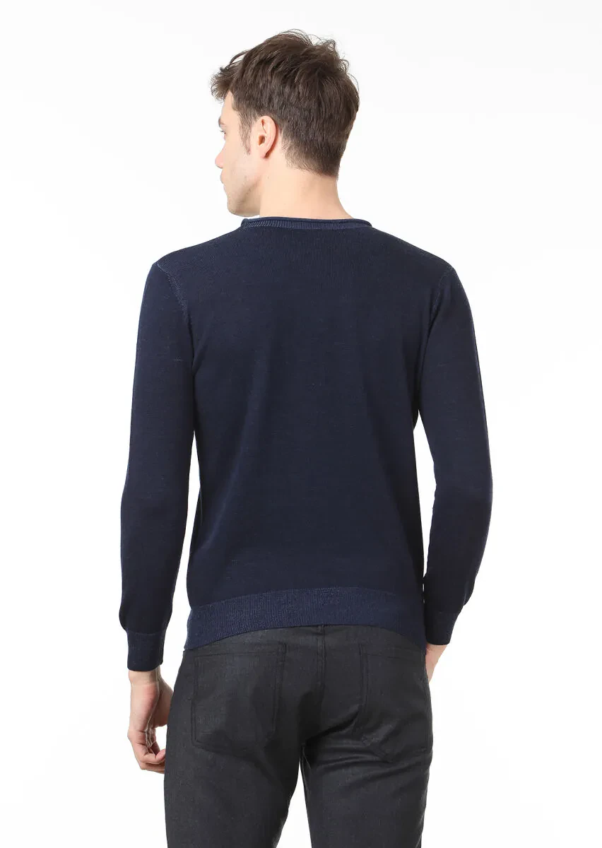 Navy Blue Knitwear Sweatshirt - 4