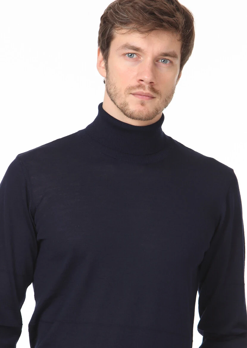 Navy Blue Knitwear Sweatshirt 