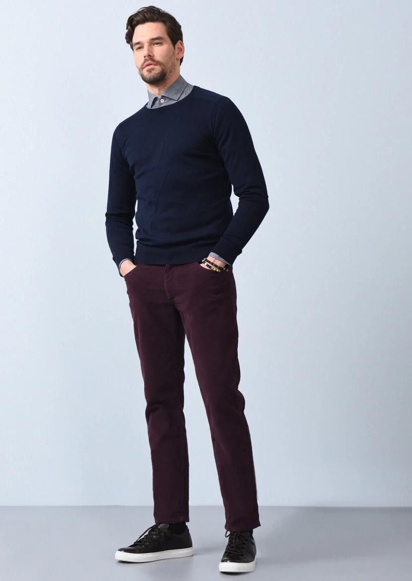 Navy Blue Knitwear Sweatshirt - 3