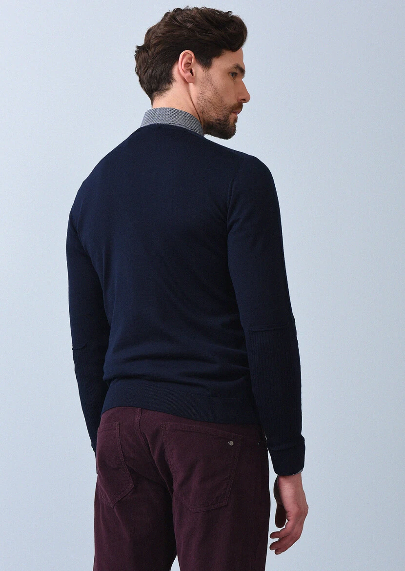 Navy Blue Knitwear Sweatshirt - 5