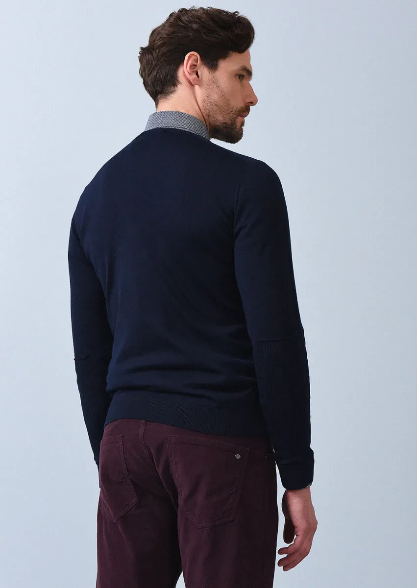 Navy Blue Knitwear Sweatshirt - 5