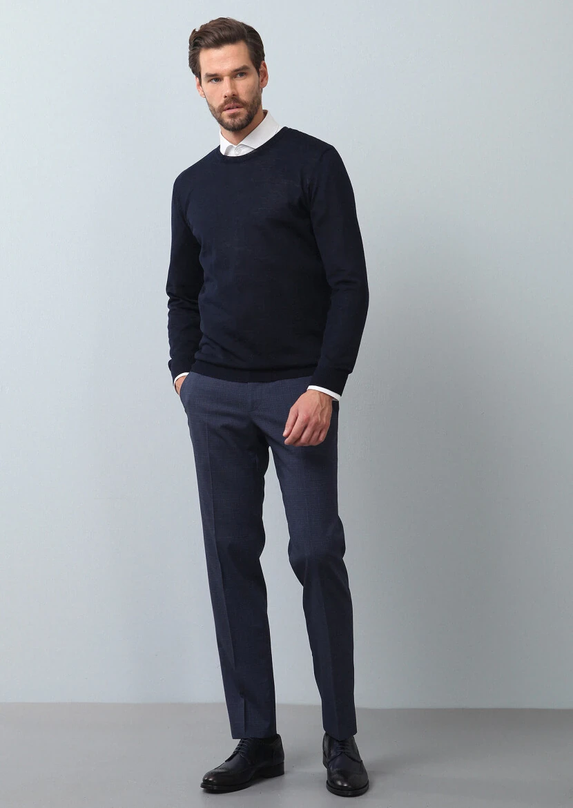 Navy Blue Knitwear Sweatshirt - 3