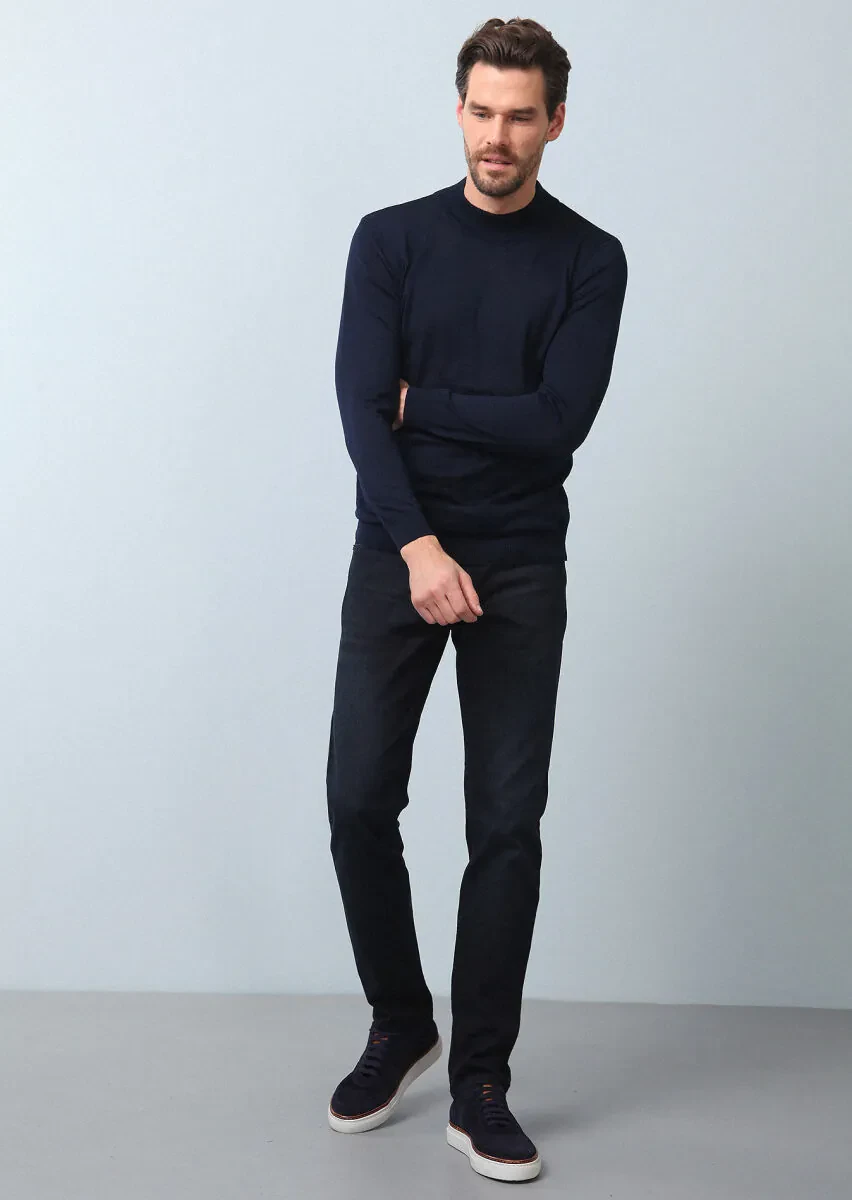 Navy Blue Knitwear Sweatshirt - 3