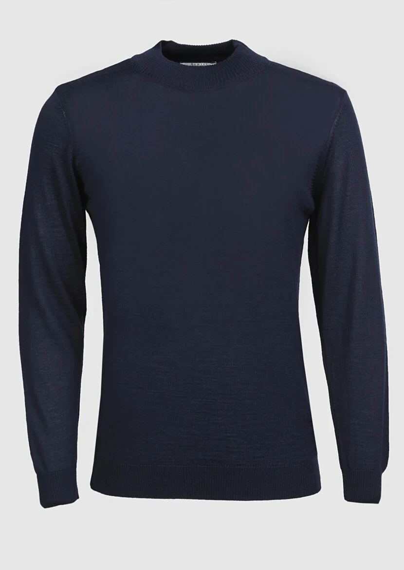 Navy Blue Knitwear Sweatshirt - 6