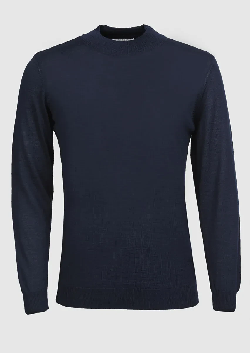 Navy Blue Knitwear Sweatshirt - 6