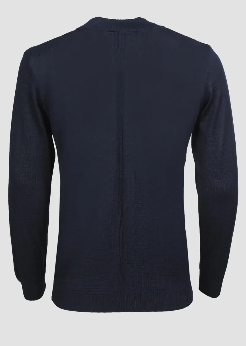 Navy Blue Knitwear Sweatshirt - 7