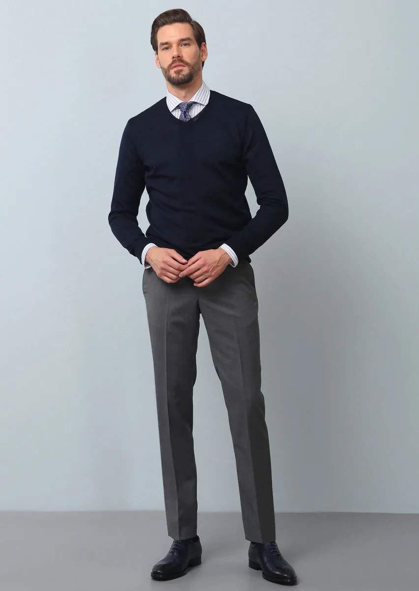 Navy Blue Knitwear Sweatshirt - 4