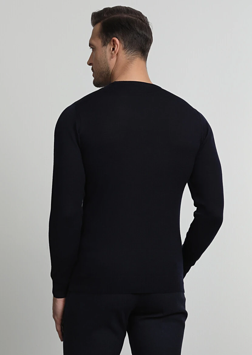 Navy Blue Knitwear Sweatshirt - 4