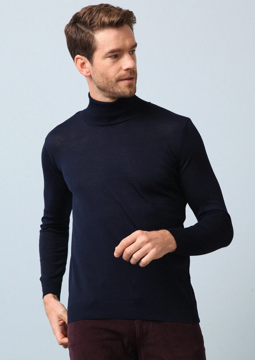Navy Blue Knitwear Sweatshirt 