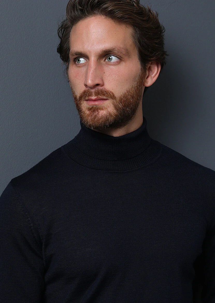 Navy Blue Knitwear Sweatshirt - 4