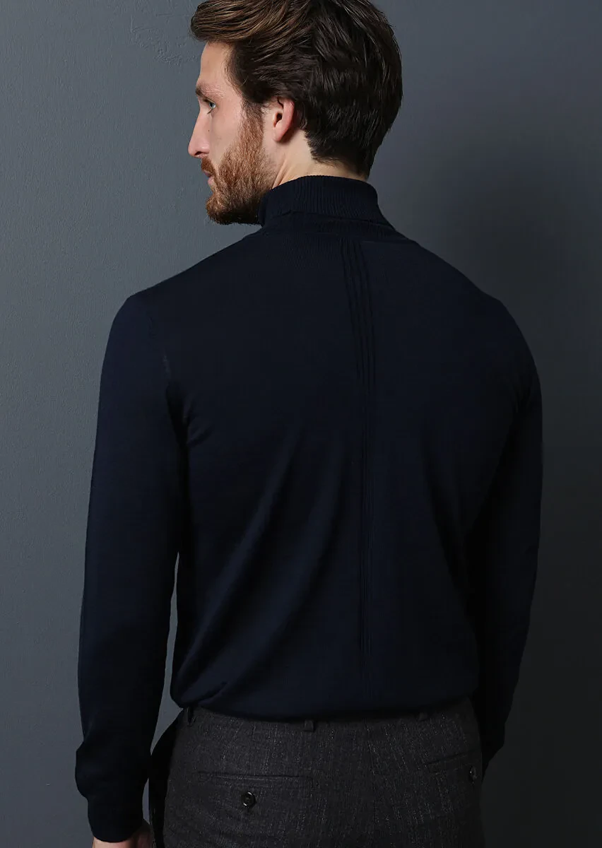 Navy Blue Knitwear Sweatshirt - 5