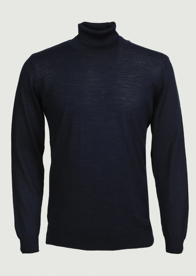 Navy Blue Knitwear Sweatshirt - 6