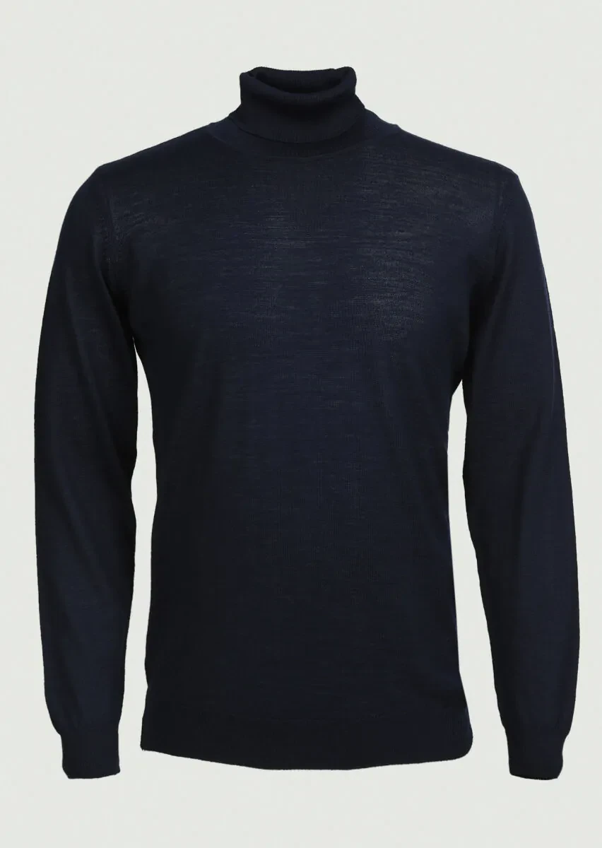 Navy Blue Knitwear Sweatshirt - 6