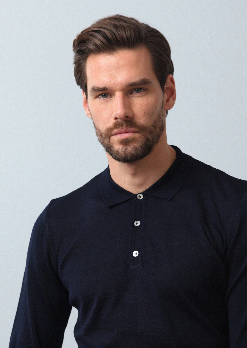 Navy Blue Knitwear Sweatshirt 