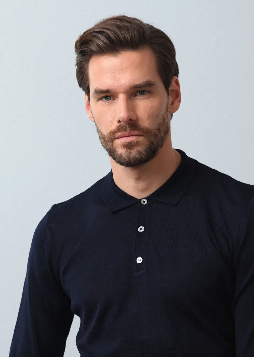 Navy Blue Knitwear Sweatshirt - 2