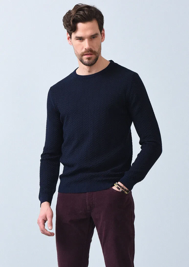 Navy Blue Knitwear Sweatshirt - 3