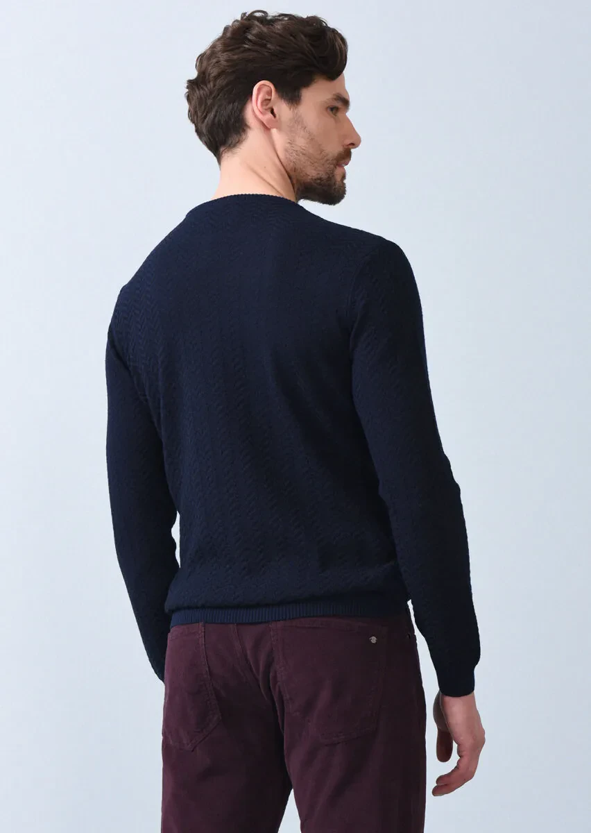 Navy Blue Knitwear Sweatshirt - 5