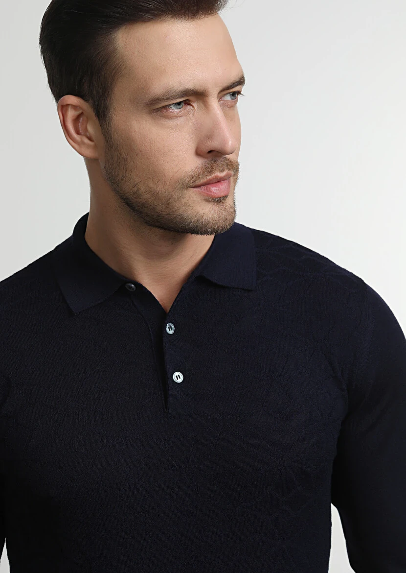 Navy Blue Knitwear Sweatshirt 