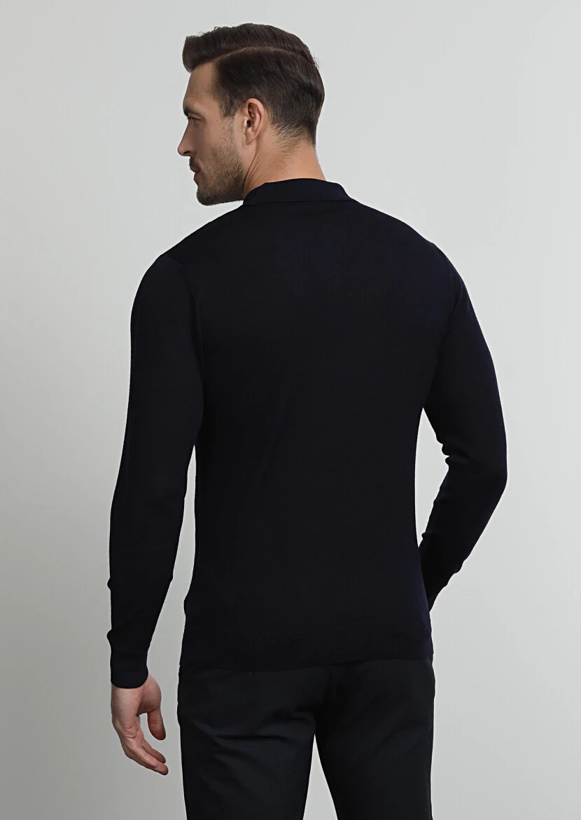 Navy Blue Knitwear Sweatshirt - 4