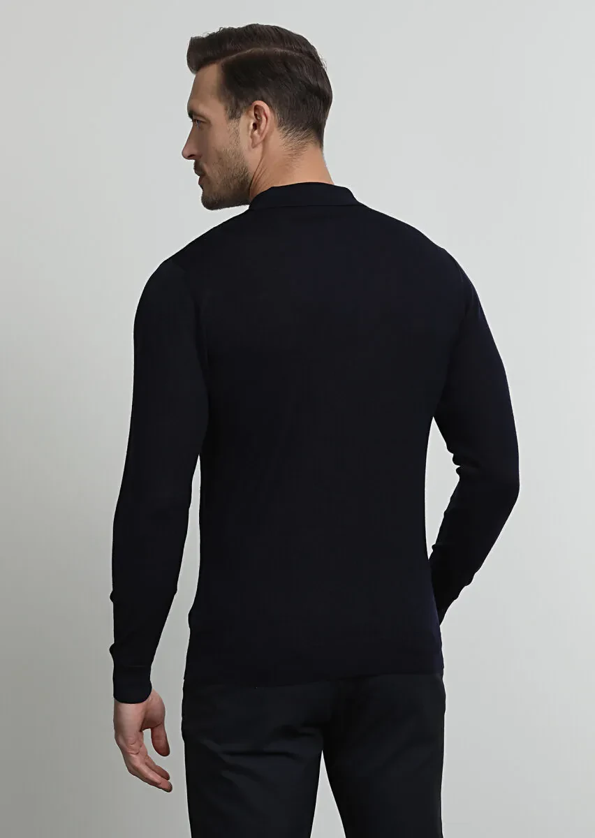 Navy Blue Knitwear Sweatshirt - 4