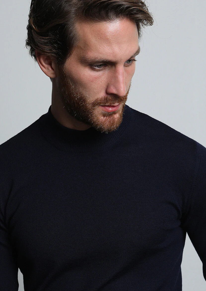 Navy Blue Knitwear Sweatshirt 