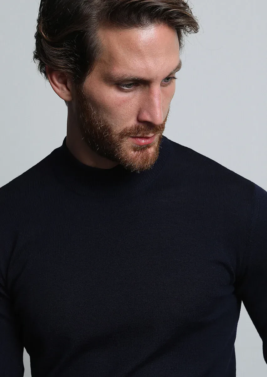 Navy Blue Knitwear Sweatshirt - 2