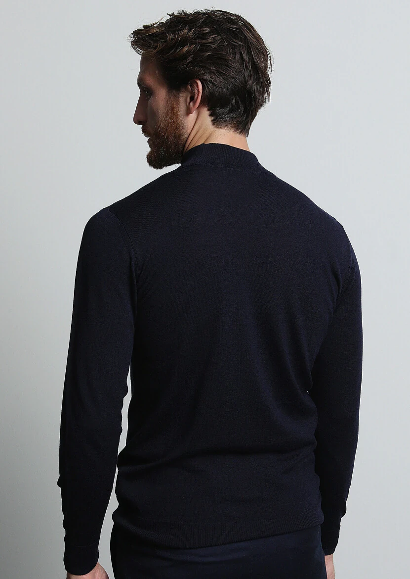 Navy Blue Knitwear Sweatshirt - 5