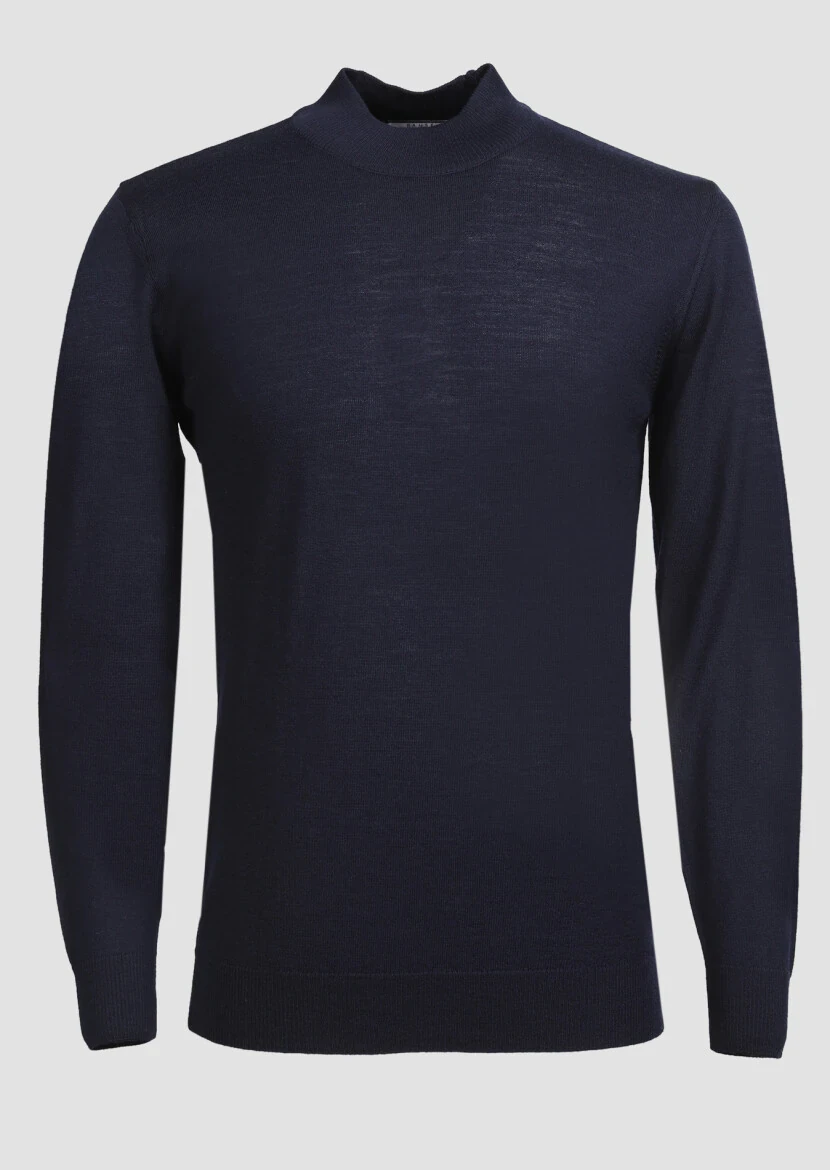 Navy Blue Knitwear Sweatshirt - 6