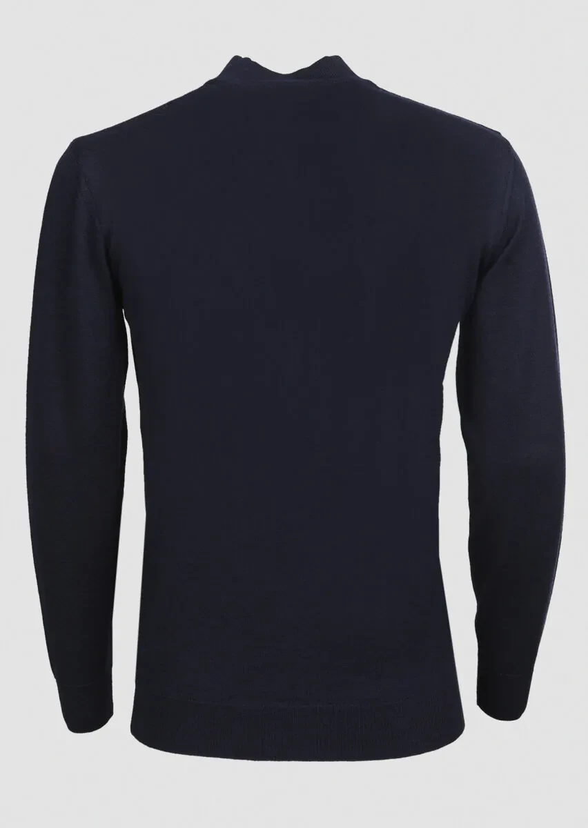 Navy Blue Knitwear Sweatshirt - 7