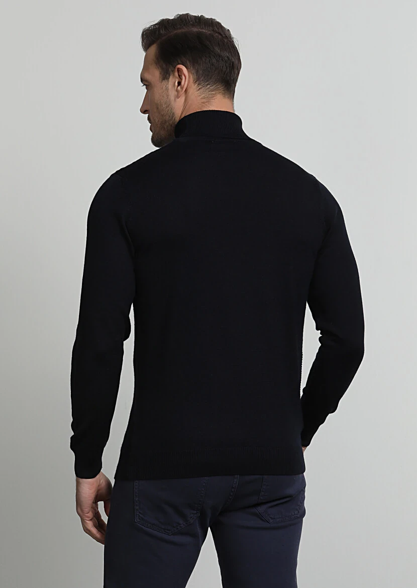 Navy Blue Knitwear Sweatshirt - 4