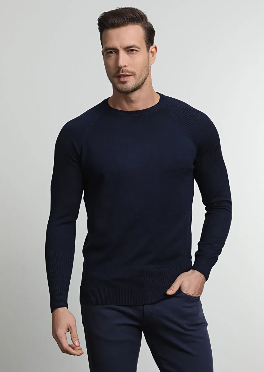 Navy Blue Knitwear Sweatshirt - 2