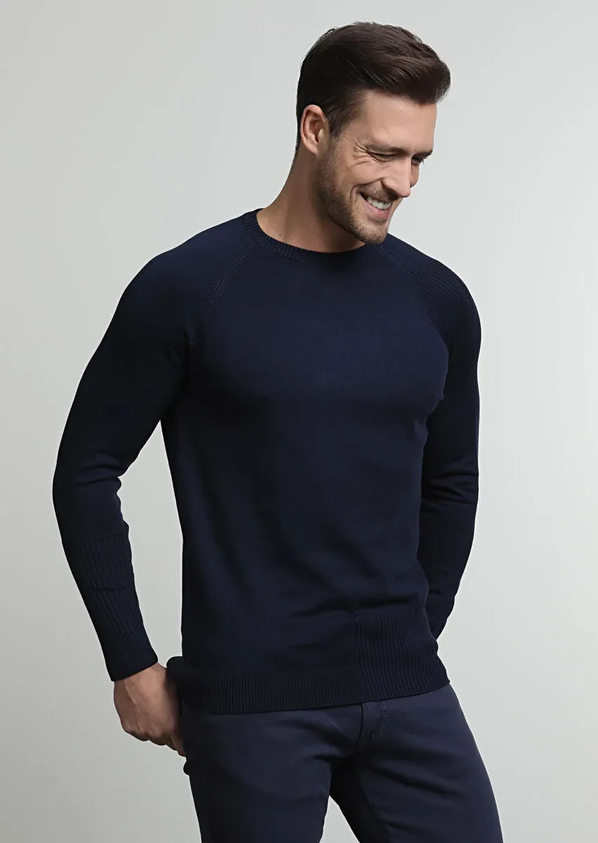 Navy Blue Knitwear Sweatshirt - 3