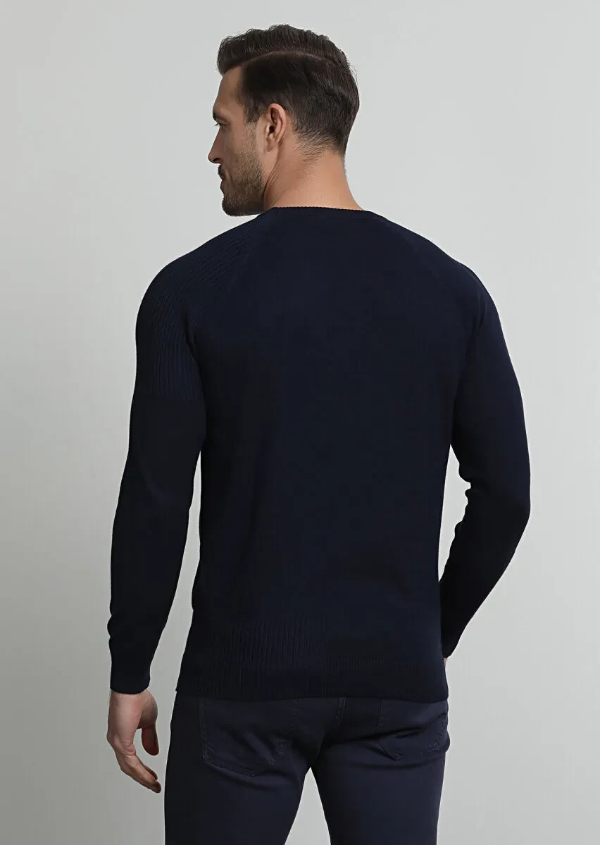 Navy Blue Knitwear Sweatshirt - 4