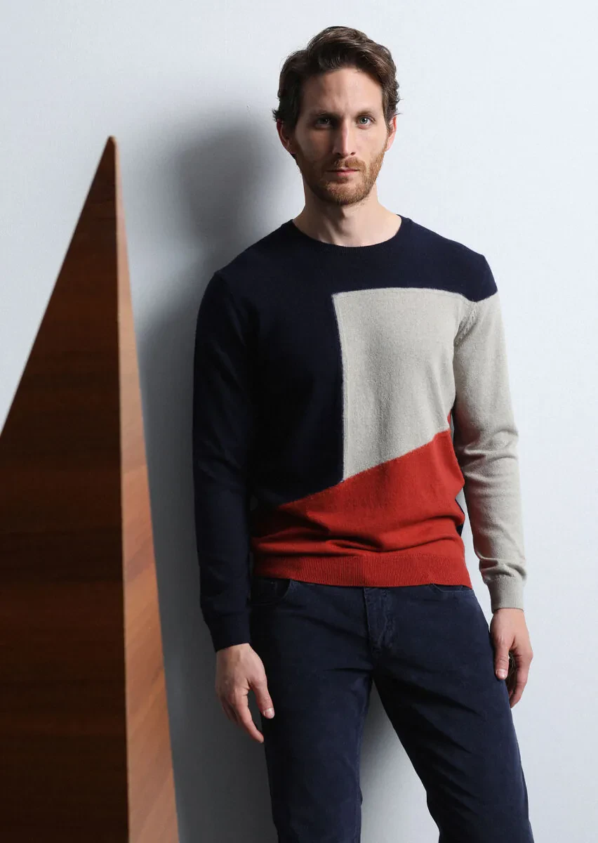 Navy Blue Knitwear Sweatshirt - 1