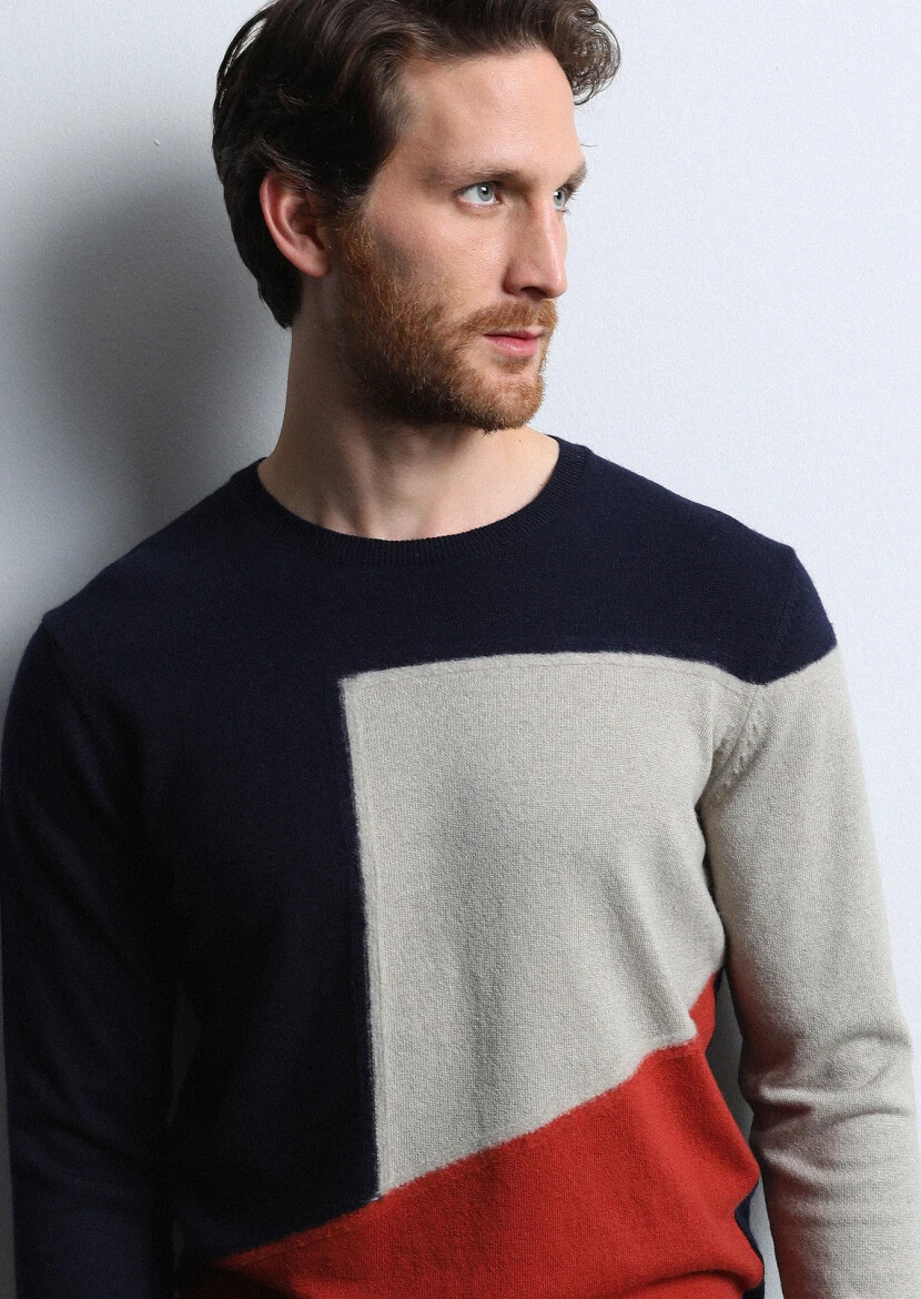 Navy Blue Knitwear Sweatshirt 