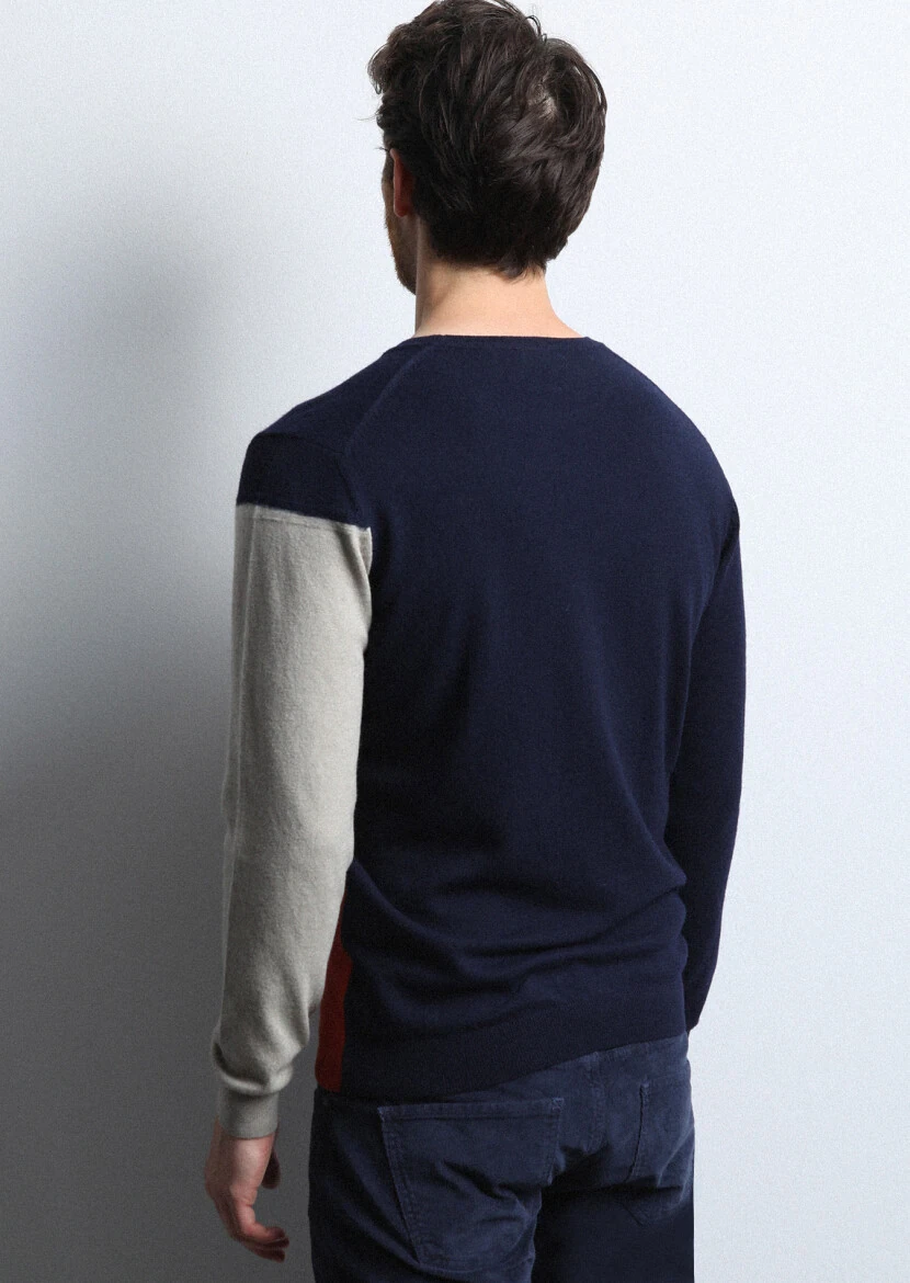 Navy Blue Knitwear Sweatshirt - 5