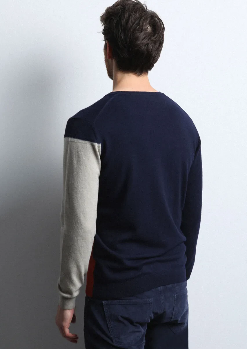 Navy Blue Knitwear Sweatshirt - 5