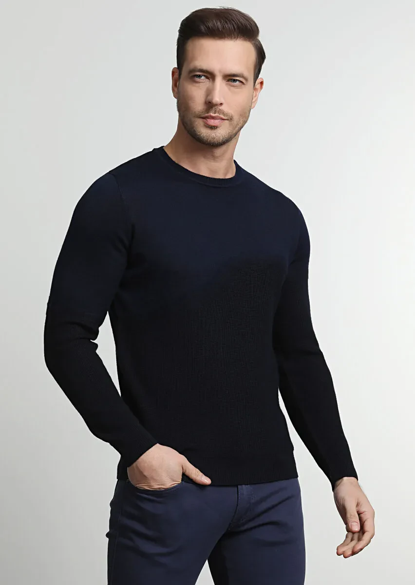 Navy Blue Knitwear Sweatshirt - 3