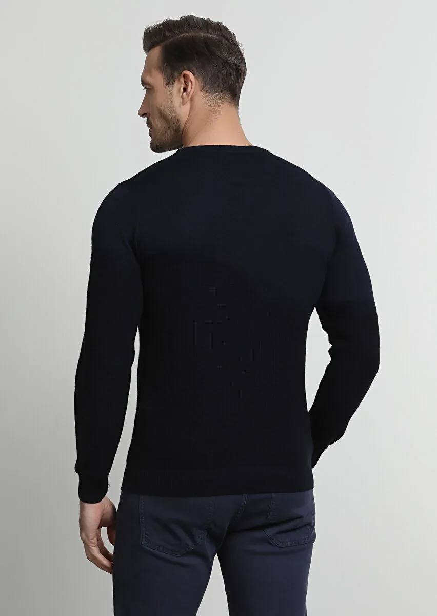 Navy Blue Knitwear Sweatshirt - 4