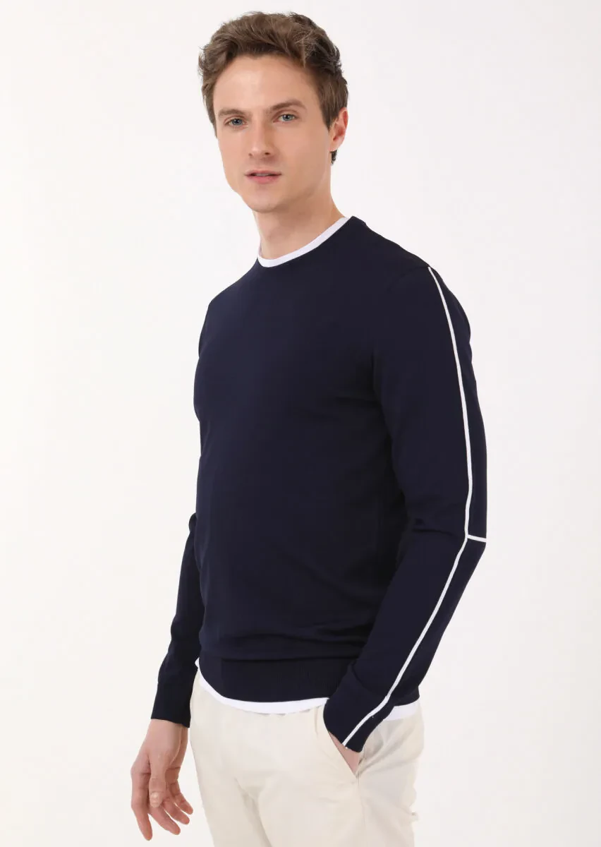Navy Blue Knitwear Sweatshirt - 2