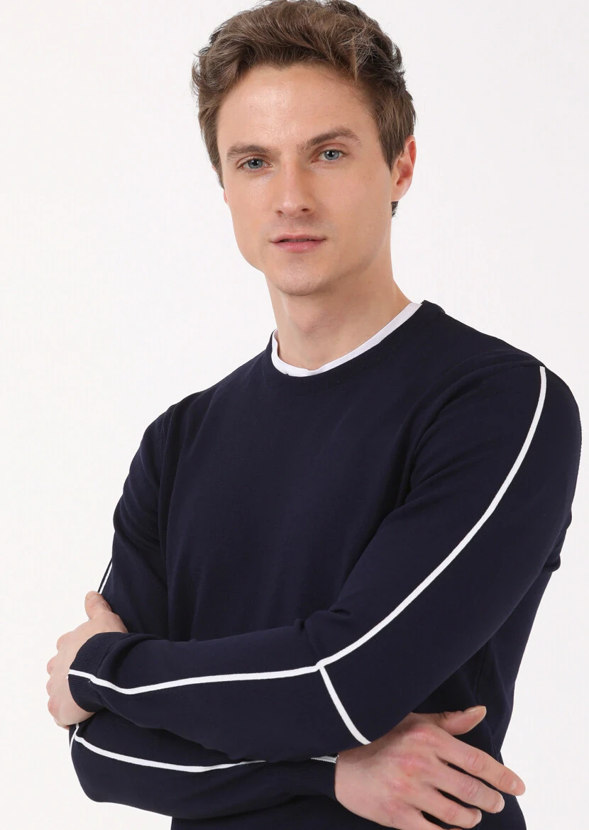 Navy Blue Knitwear Sweatshirt - 3