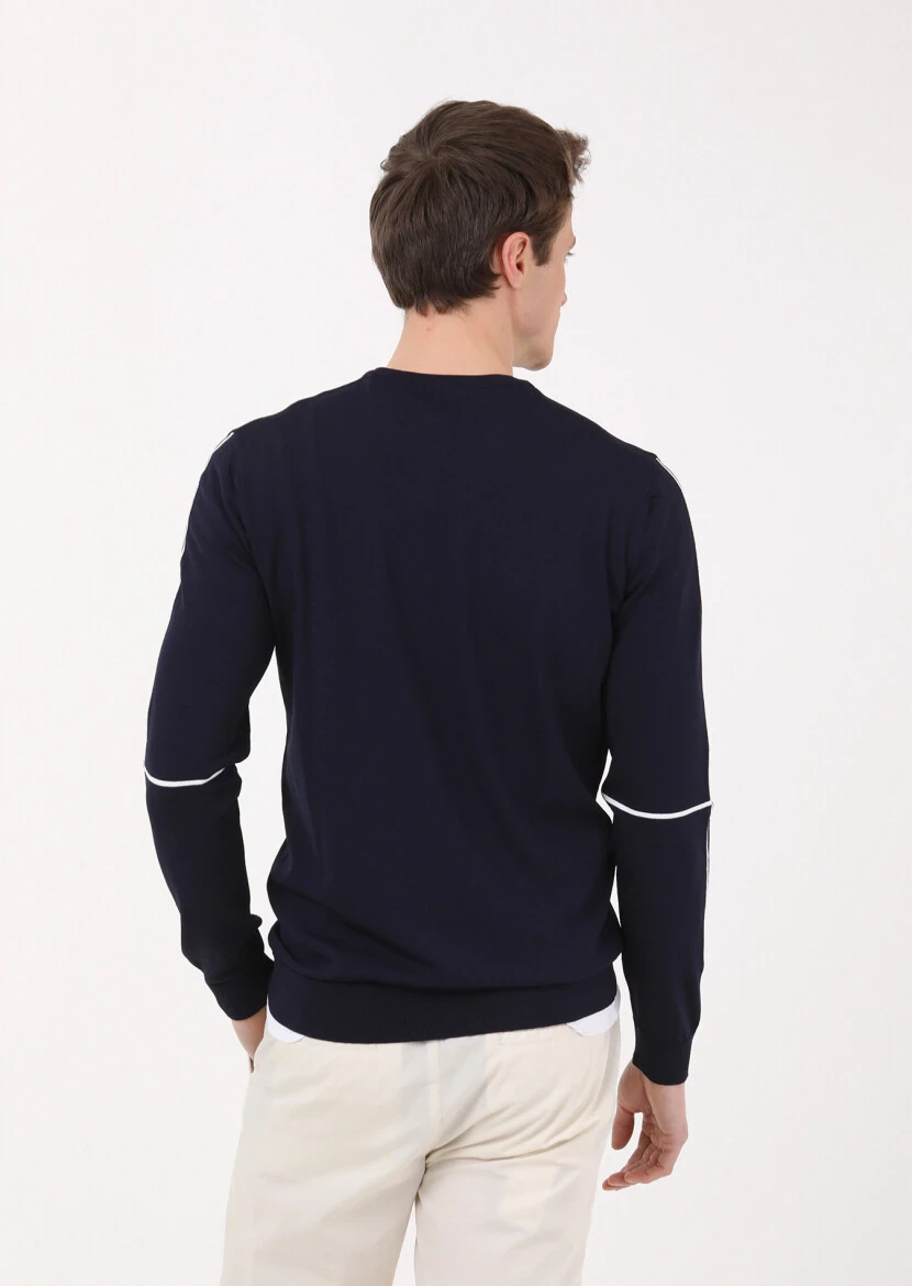 Navy Blue Knitwear Sweatshirt - 4