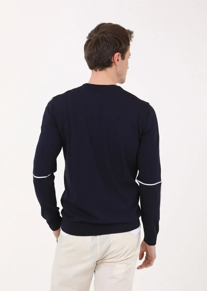 Navy Blue Knitwear Sweatshirt - 4