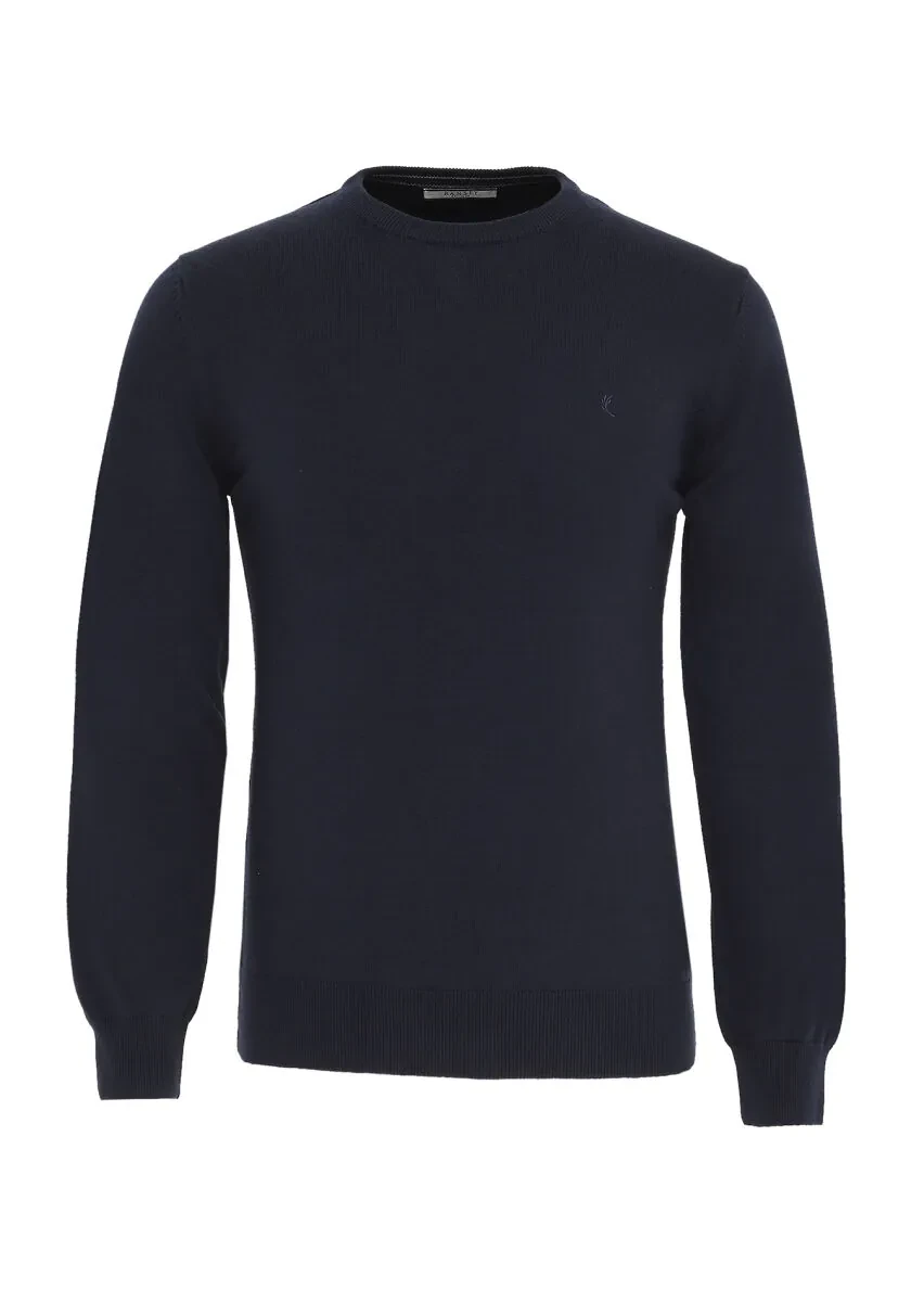 Navy Blue Knitwear Sweatshirt - 1