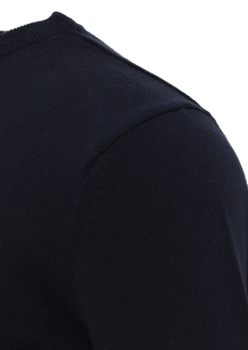 Navy Blue Knitwear Sweatshirt - 3