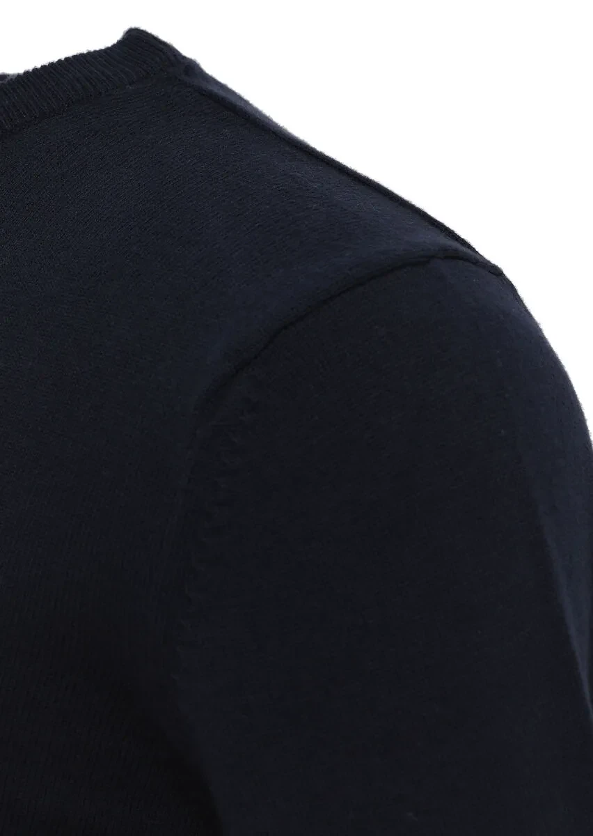 Navy Blue Knitwear Sweatshirt - 3