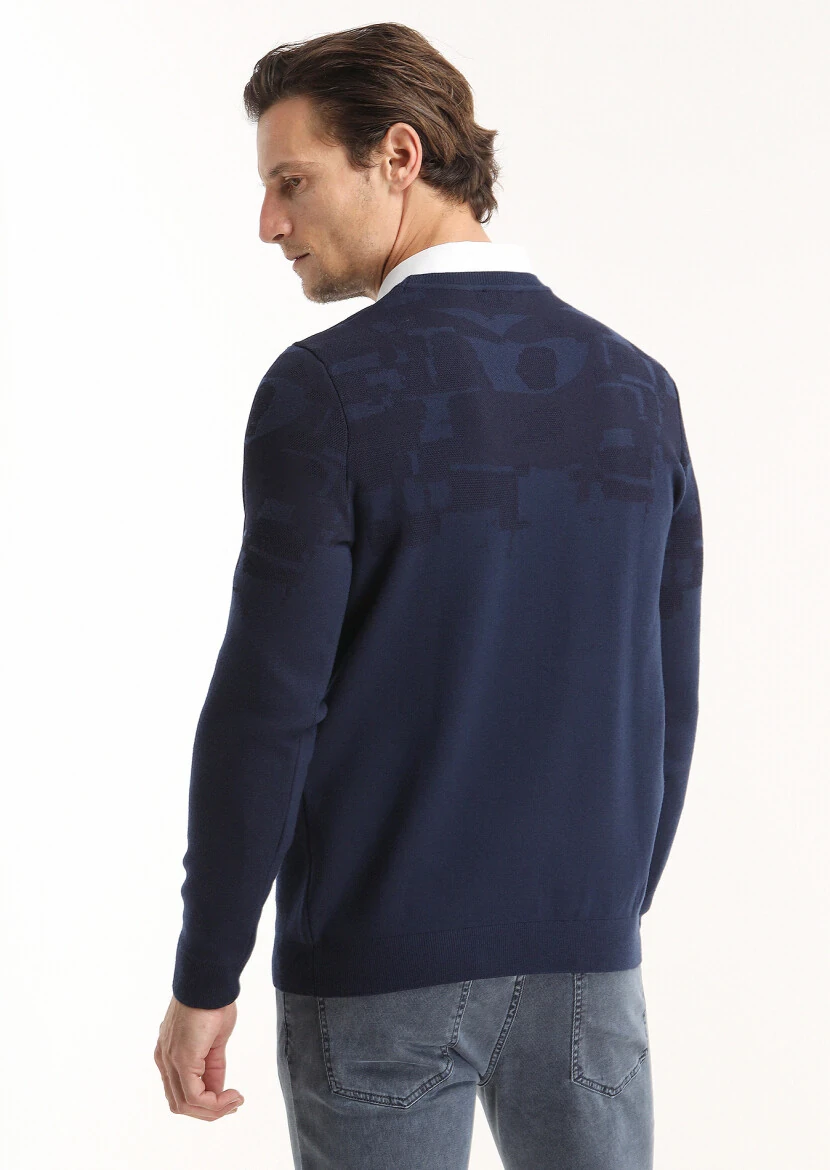 Navy Blue Knitwear Sweatshirt - 5