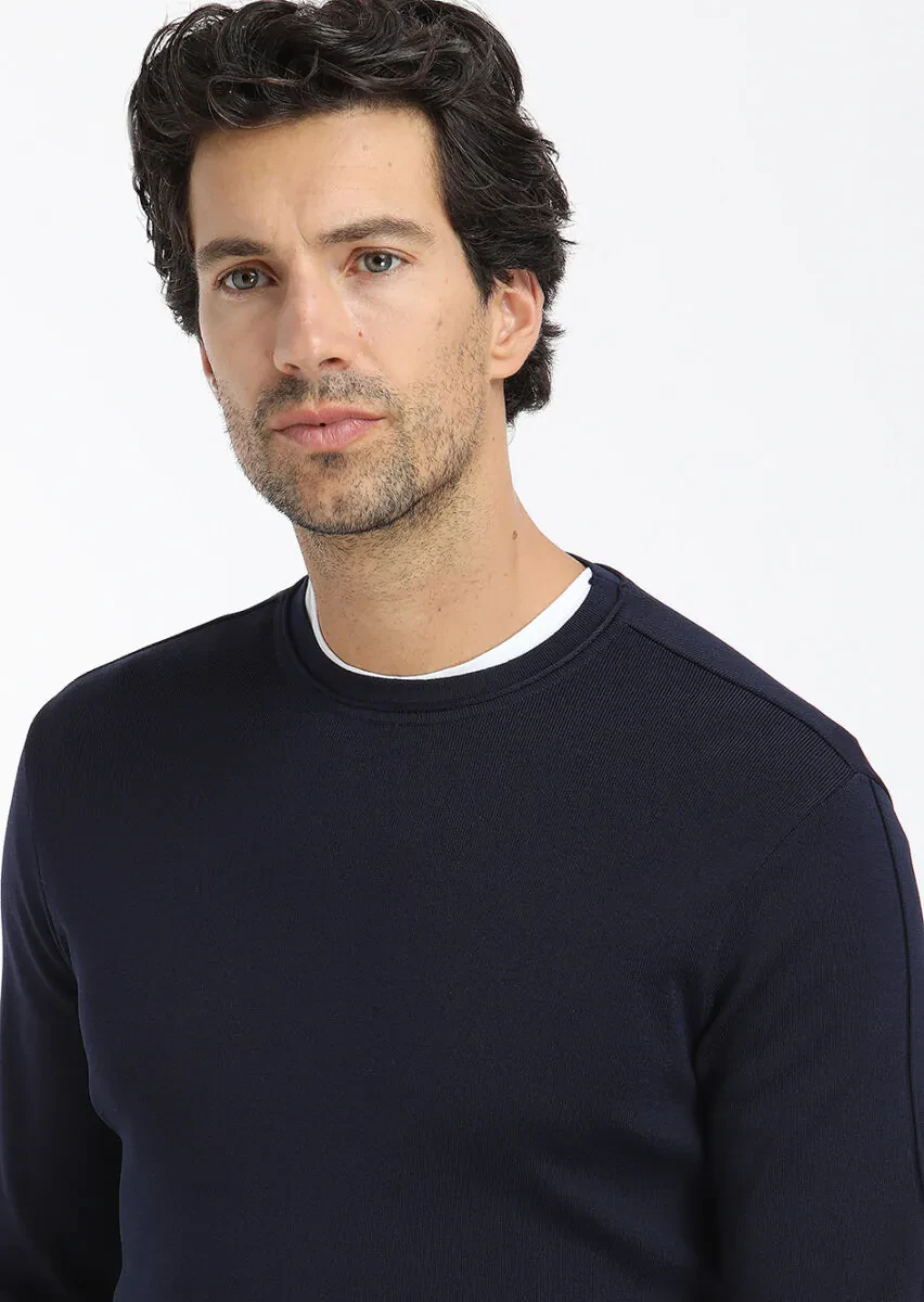 Navy Blue Knitwear Sweatshirt - 3