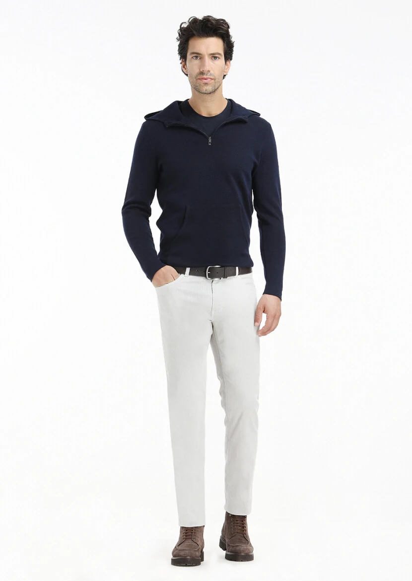Navy Blue Knitwear Sweatshirt - 1