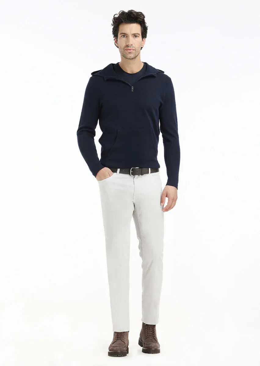 Navy Blue Knitwear Sweatshirt - 1